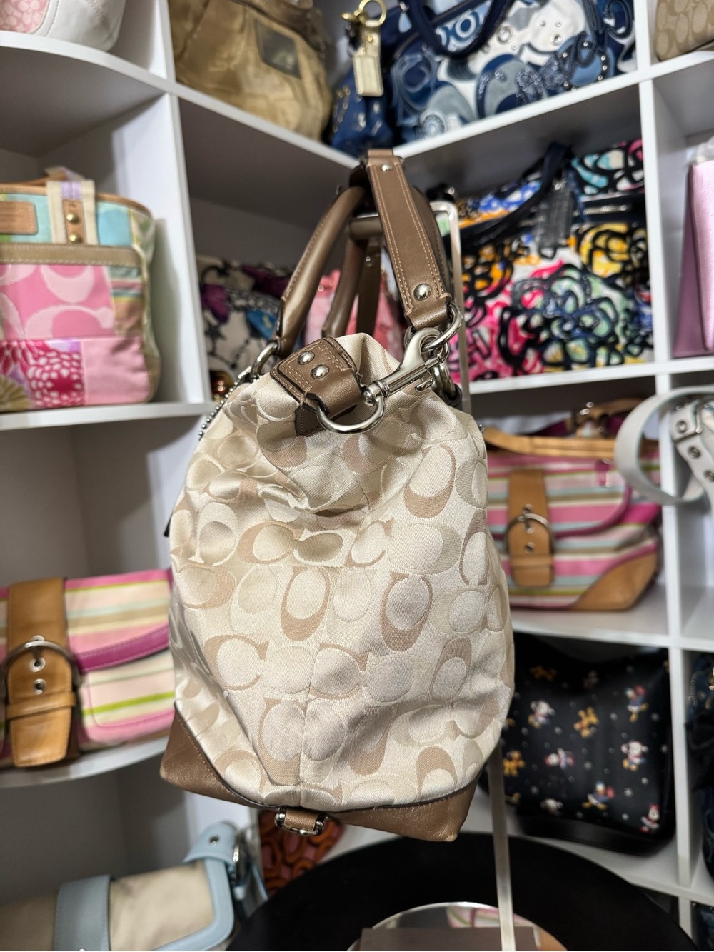 Coach Ashley Bronze & Tan Signature Satchel - Picture 3 of 11